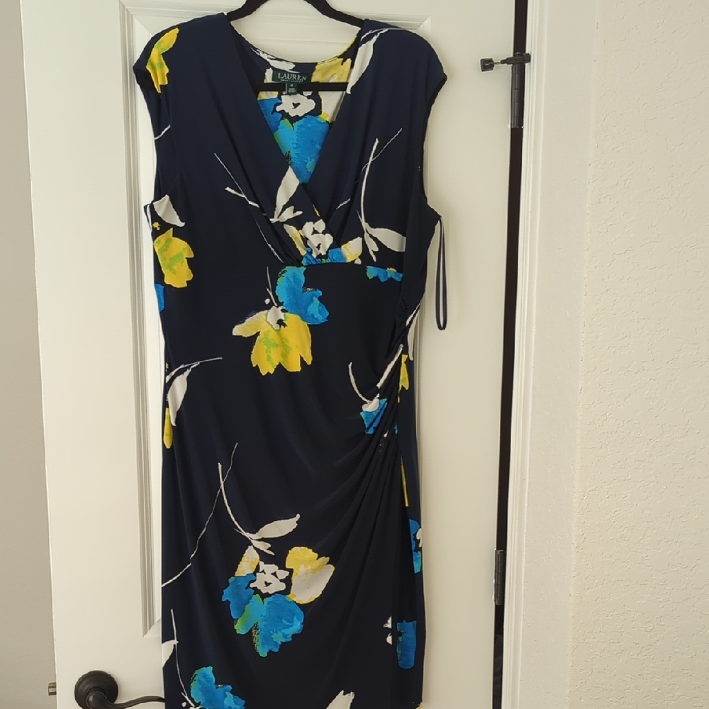 Ralph Lauren Navy Dress with Blue and Yellow Floral